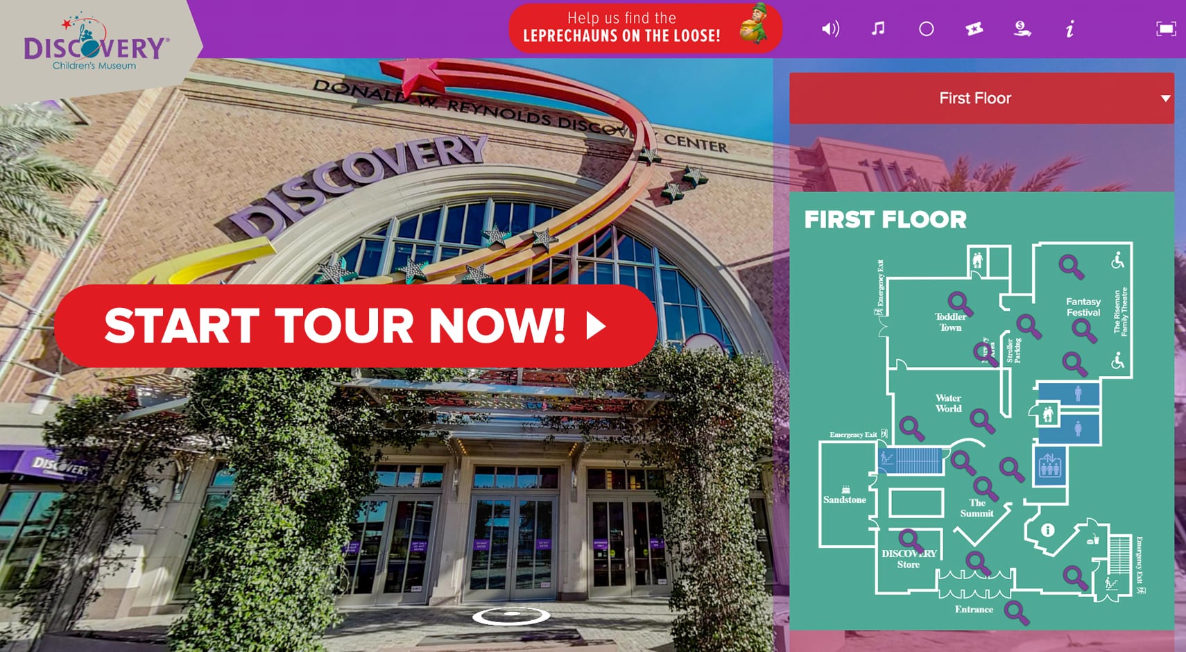 Virtual tour header image with a button that says Start Tour Now